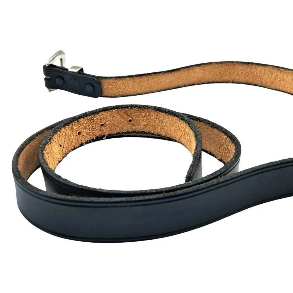 Vintage Orcas Leatherworks Black‎ Leather Belt Size 48 Embossed Orca Snap